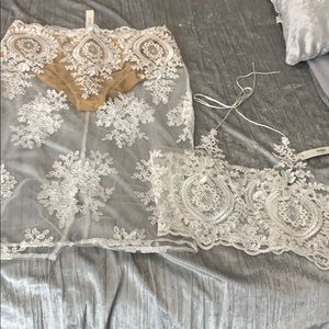 White see through Pencil skirt set.